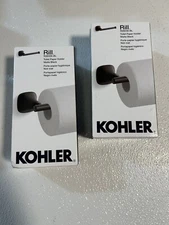 Two (2) Kohler Rill Wall Mounted Toilet Paper Holders ~ R28009-BL ~ Matte Black