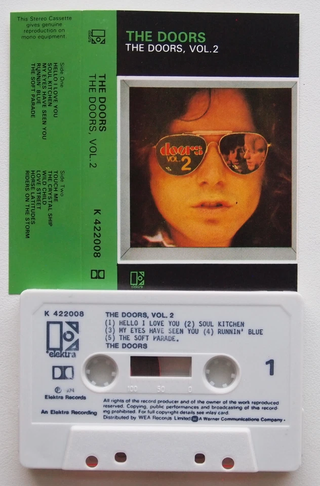 THE DOORS - THE DOORS VOL 2 (ELEKTRA K422008) 1980s UK CASSETTE TAPE COMPILATION - Image 2 of 3