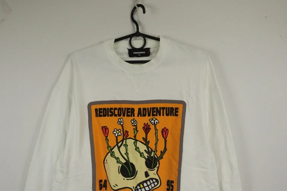 DSQUARED 2 White REDISCOVER ADVENTURE Sweatshirt Sweater Size XL - Image 2 of 4