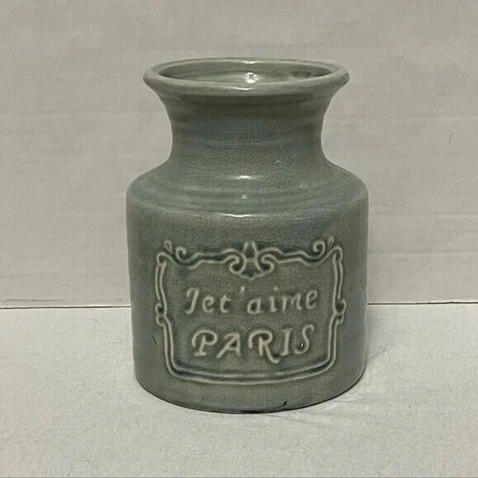 Jarrón de cerámica Jet’aime Paris flores plantas decoración verde parisino Foto 2 de 4