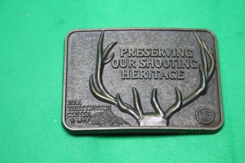 HG12114 VINTAGE 1970s NRA WHITTINGTON CENTER BUCKLE elk hunting - Picture 3 of 4