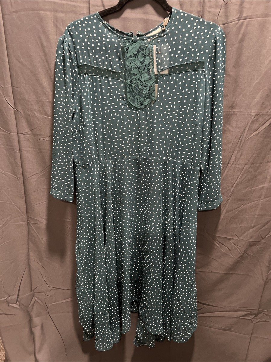 eva mendes green polka dot dress Sheath Dress, With White Dots, Size L Woolen Pants