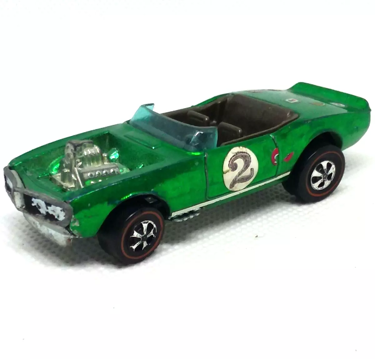 Hot Wheels Redline Light My Firebird Car 1969 Green Gray Int. Made In Hong Kong