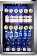 Beverage Refrigerator Cooler4.4cu.ft ,145 Can Mini Fridge Glass Door Soda Beer