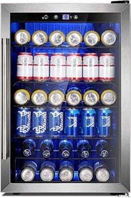 Beverage Refrigerator Cooler4.4cu.ft ,145 Can Mini Fridge Glass Door Soda Beer
