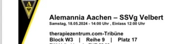 2x Tickets für das Meisterschaftsspiel von Alemannia Aachen (vs Velbert) - Bild 1 von 2