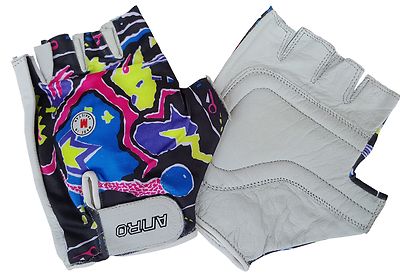 Anro Cycle Fitness Handschuhe Größe M Lycra Rücken Schwarz Abstrakte Mehrfarbig