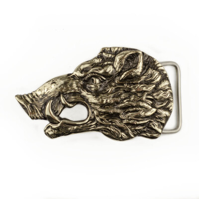 German silver belt buckle Wild boar head, Handmade hunter trophy wild boar 