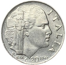 20 CENTESIMI 1941 XIX - MAGNETICA - VITTORIO EMANUELE III - ITALIA - SPL -