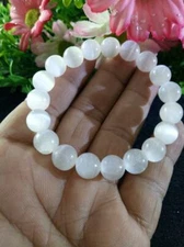 Selenite Natural Stone Bracelet Positive Energy Chakra Protection Reiki 10mm