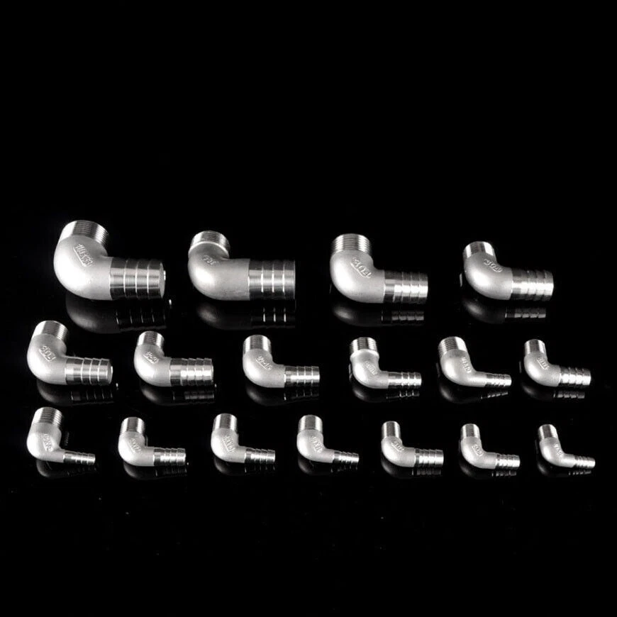 Stainless BSP 1/4" to 1" Male Elbow x Barbed Hose Tail Pipe Fittings Air Water - Image 4 of 4