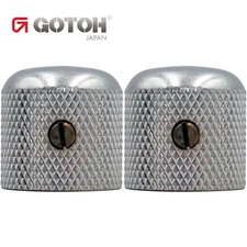 NEW (2) Gotoh Control Knob Metal DOME Bass/Guitar for 1/4 inch USA - AGED CHROME