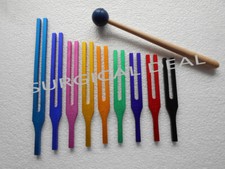 9 Sacred Solfeggio Color Tuning Fork with Rubber Mallet
