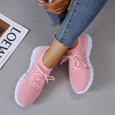 Womens Running Sneakers Sports Trainers Ladies Flat Comfy Gym Lace Up Shoes