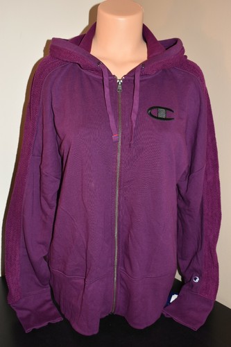 Champion Heritage Fischgrätmuster Reißverschluss Hoodie venezianisch lila QJ5361 Größe Plus 1X für Damen - Bild 1 von 10