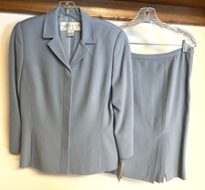 NWT Doncaster 100 Light Wool Skirt Suit Jacket Lined Pockets Powder Blue 6 8