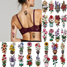 28pcs Temporary Tattoo New School Traditional Orchid Flower Iris Flower
