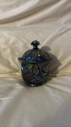 Indiana Glass Harvest Grape Amethyst Carnival Dish w/Lid