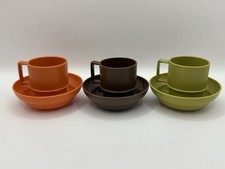 VTG Tupperware Toys  Set of 3 Cups Bowls  Avocado Green, Brown, Burnt Orange