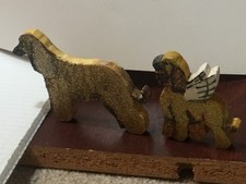 Lot of 2 Handmade Wooden Handpainted AFGHAN HOUND Sparkly Ornaments/Magnets/Pins