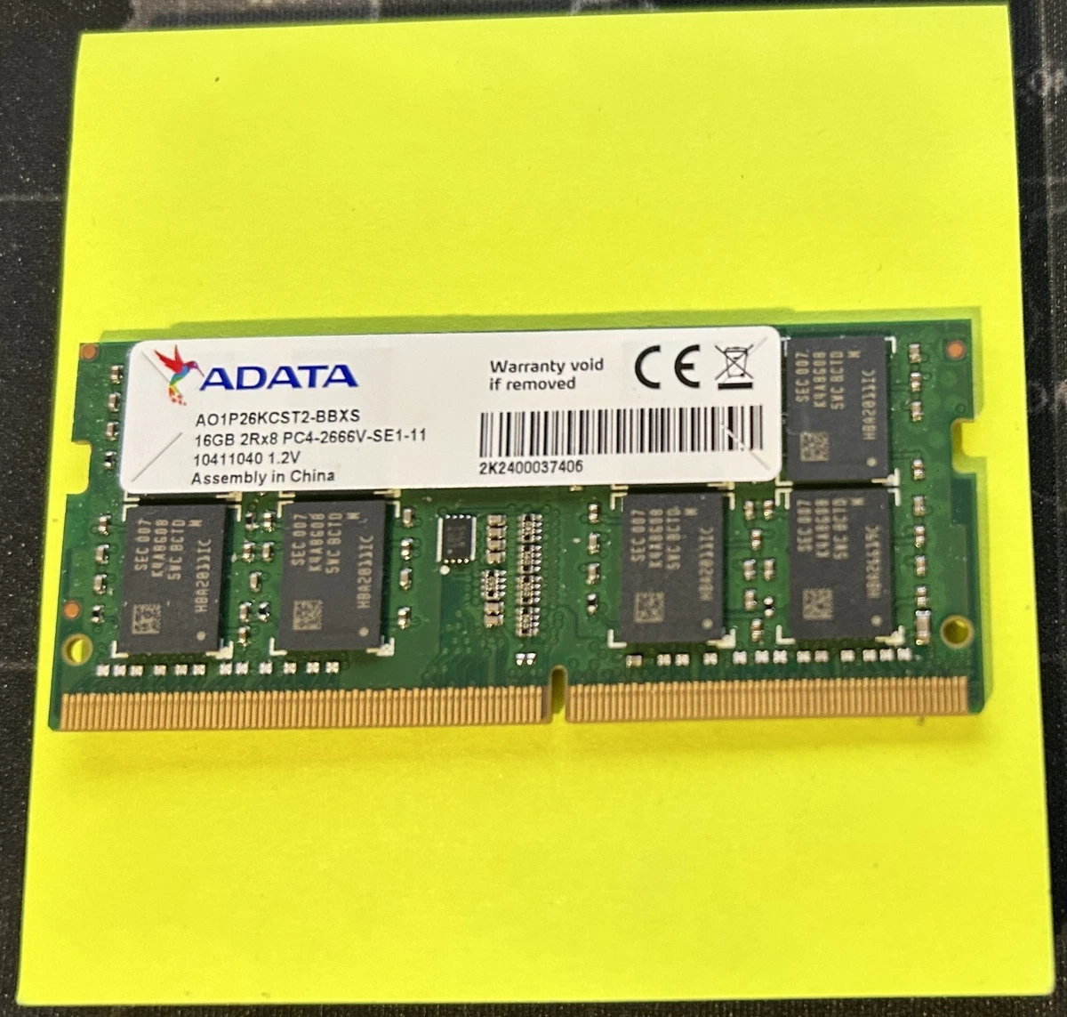 ADATA DDR4 メモリー 16GB A-DATA ADATA 増設用メモリ ノート用 DDR4-3200 PC4-25600 260PIN[SO