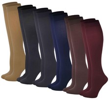 6 Pairs Pack Women Opaque Stretchy Spandex Knee High Trouser Socks assorted 
