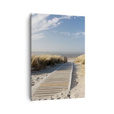 Wandbilder 70x100cm Leinwandbild Strand Meer Fußgängerbrücke Ufer Bilder