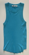 Zara Ribbed Tank Top Stretch Crew Neck Blue Women  s Size Med RN 77302