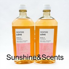 2-PACK Bath Body Works AROMA INSPIRE LOVE: ROSE VANILLA Body Wash Foam Bath