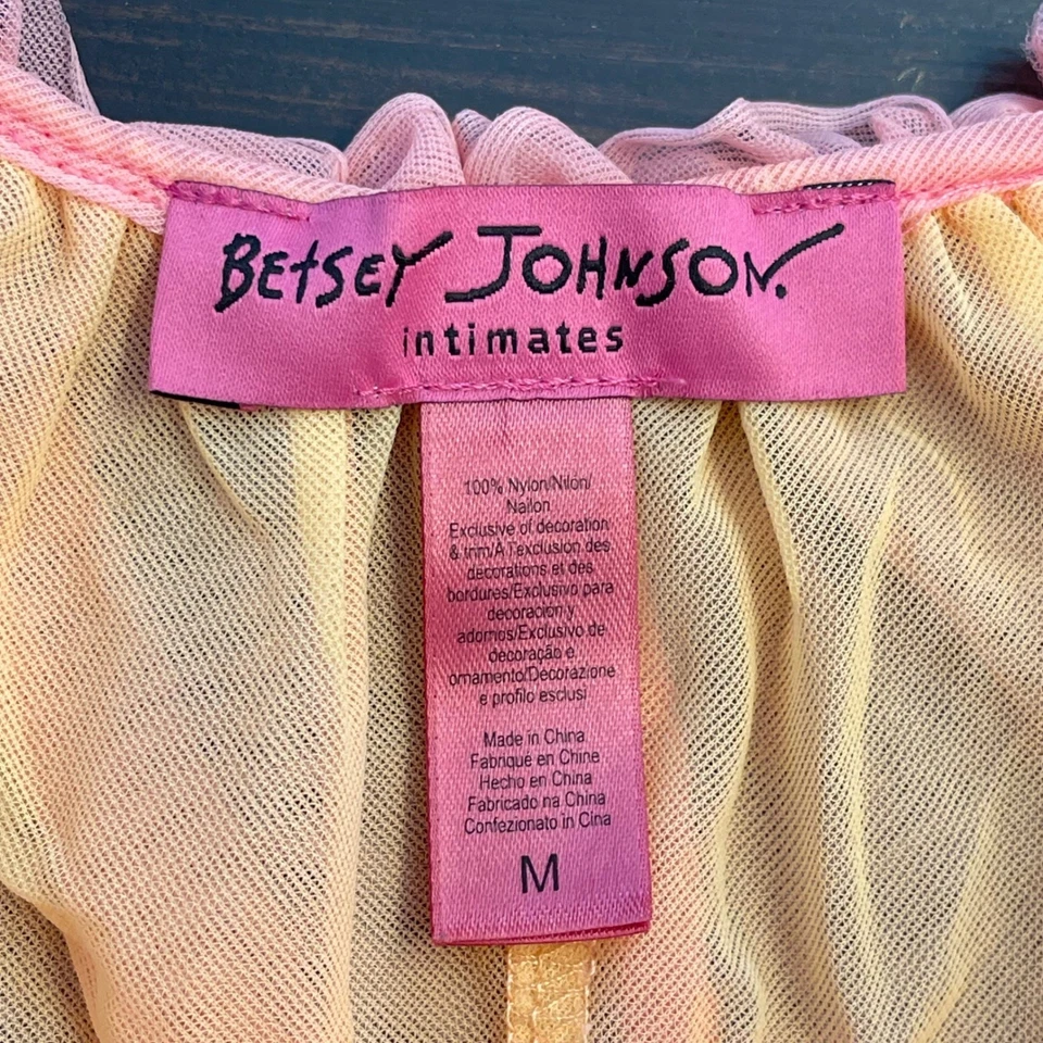 Betsey Johnson Intimates прозрачная оборка кукла ночная рубашка коралловый розовый M Y2K - Изображение 3 из 4