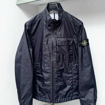 Stone Island Windbreaker Jacket Coat Men Large Navy Blue Membrana 3L TC ptp22.5 