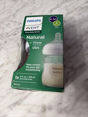 Philips Avent Glass Natural Baby Bottle with Natural Response Nipple 4oz 1pk