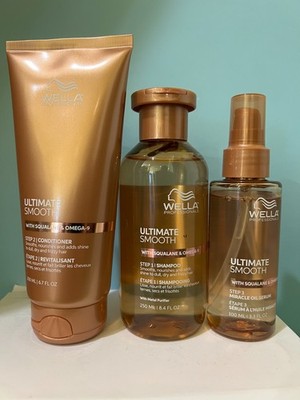 Wella Ultimate Smooth Shampoo, Conditioner & Miracle Oil Serum New & Authentic