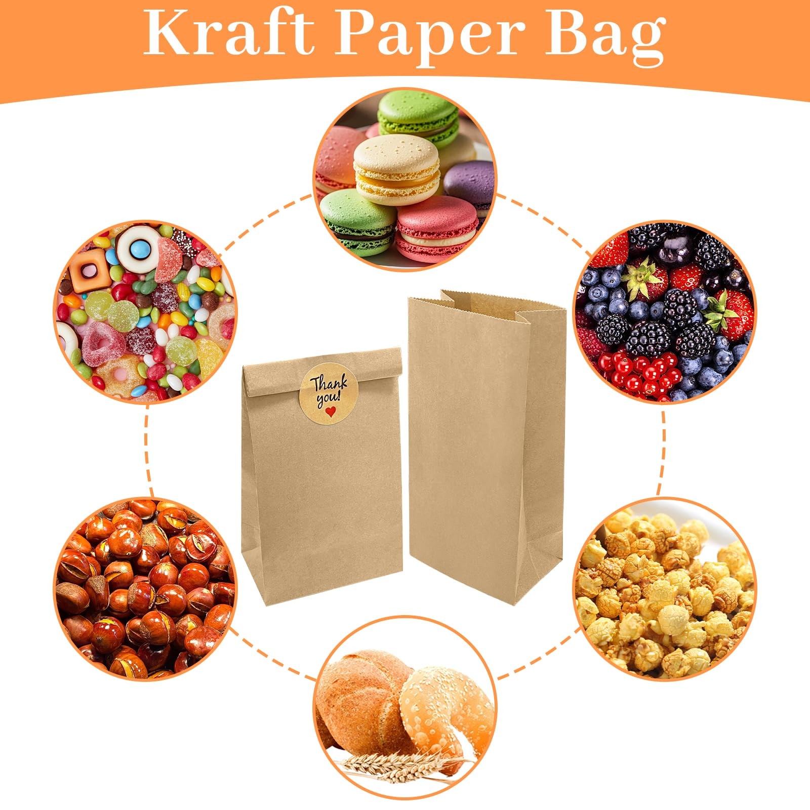 Sacs en papier kraft marron de qualité supérieure pour cadeaux d'invités et dragées
