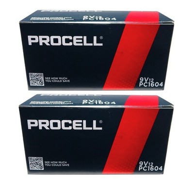 24 Duracel Procell 9V Alkaline Batteries (PC1604, 6LR61) Exp 2030