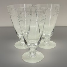 Fostoria Regal Etched Set/3 Footed Water/Wine Goblets Clear Crystal Signed 12oz