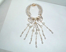 FAUX PEARL RHINESTONE METAL PONYTAIL CLAW HOLDER UP DO HAIR ACCESSORY