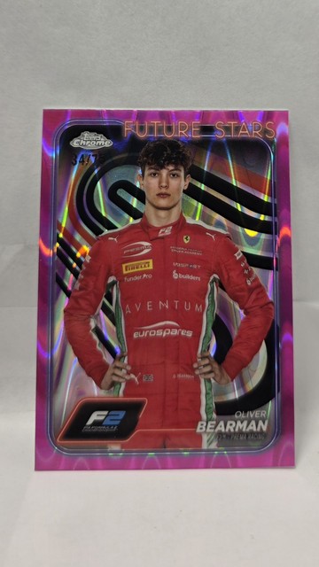 Oliver Bearman 2024 Topps Chrome Formula 1 Pink RayWave Refractor