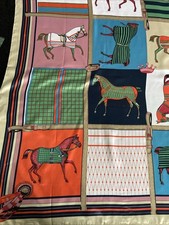Vintage Brightly Colored Womens Equestrian Horse Scarf 36  Square
