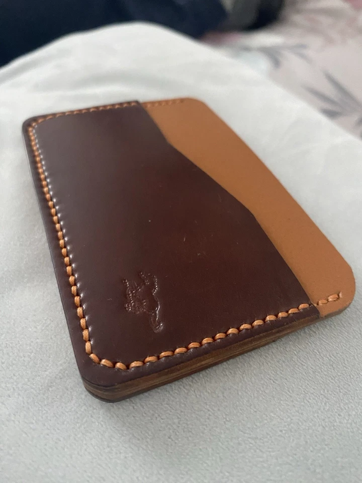 Horween Shell Cordovan Leather Card Holder Burgundy/Tan - Image 2 of 4