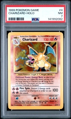 1999 POKEMON BASE SET UNLIMITED #4 CHARIZARD-HOLO PSA 7