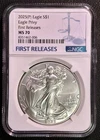2025(P) SILVER EAGLE. FIRST RELEASES. NGC CERTIFIED MS70. CERT.#8351462-006