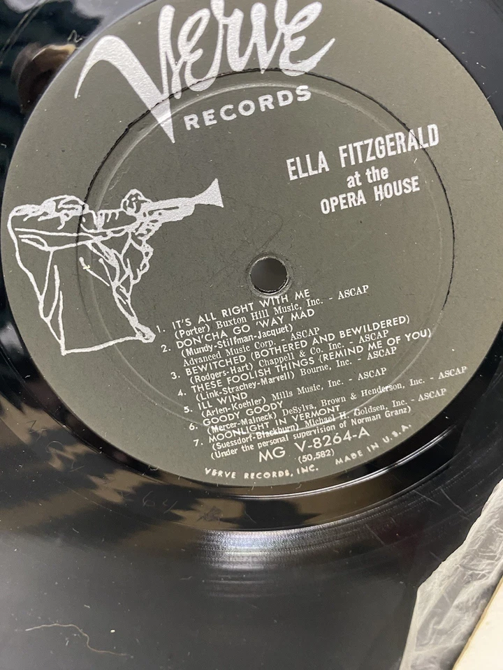 Ella Fitzgerald - Ella Fitzgerald At The Opera House 1958 LP Vinyl Verve Bop VG - Image 3 of 4