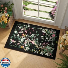 Vowkten Door Mat Indoor Entrance 2x3 Rug Chinoiserie-Style Floral Vintage Mac