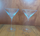 2 Pier 1 REFLECTIONS Clear Crackle Martini Glass 7 3/8" Retired Crackled