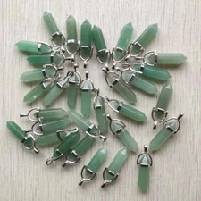 Natural Green Aventurine Stone 100pcs Hexagonal Column Pendants Jewelry Making