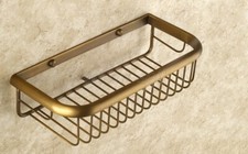 30cm Antique Brass Wall Mounted Shower Caddy Bathroom Storage Basket aba523