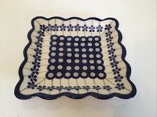 Blue Rose Boleslawiec Polish Pottery Flowering Peacock Square 6.5” Dessert Plate