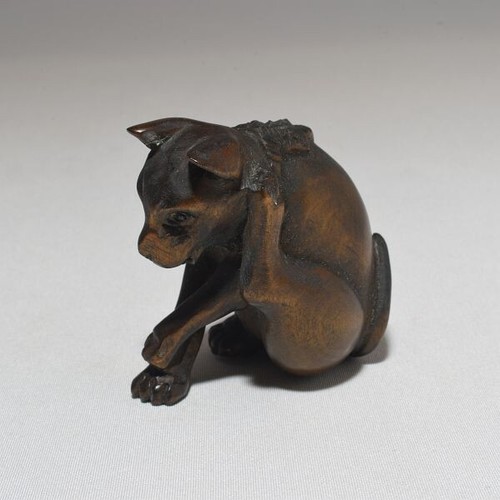 Estatua japonesa hecha a mano de madera Netsuke de colección diseño de perro Netuke sin envío - Imagen 2 de 9