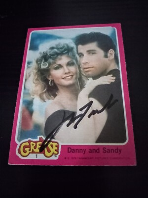 1978 Topps Grease #1 Danny and Sandy autographed card by John Travolta